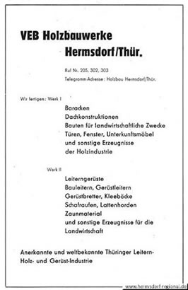 Anzeige aus der Broschüre zur 700-Jahr-Feier von Hermsdorf 1956.